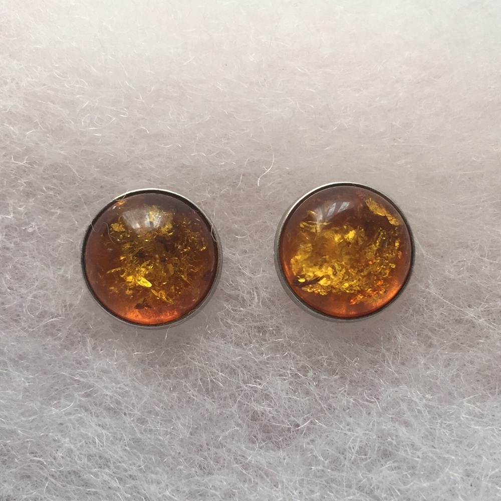 Baltic Amber Sterling Silver Post Stud Earring